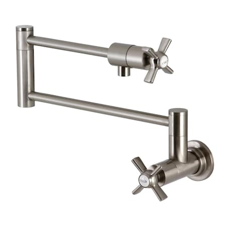Kingston Brass KS4108ZX Wall Mount Pot Filler, Brushed Nickel KS4108ZX